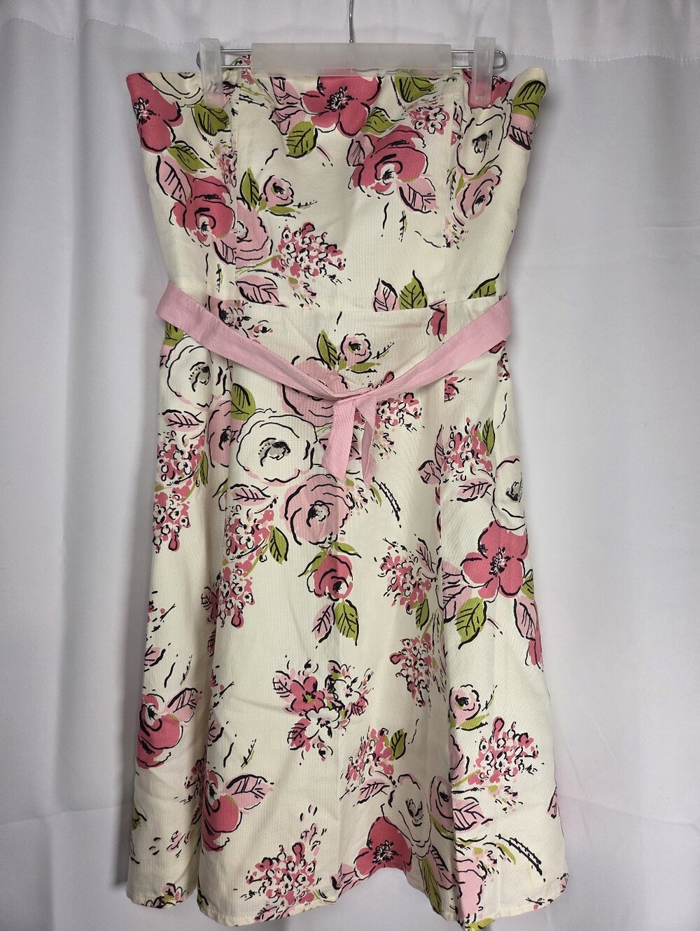 Ann Taylor Loft Floral Strapless/Halter Dress Size 8 Petite Silk Cotton